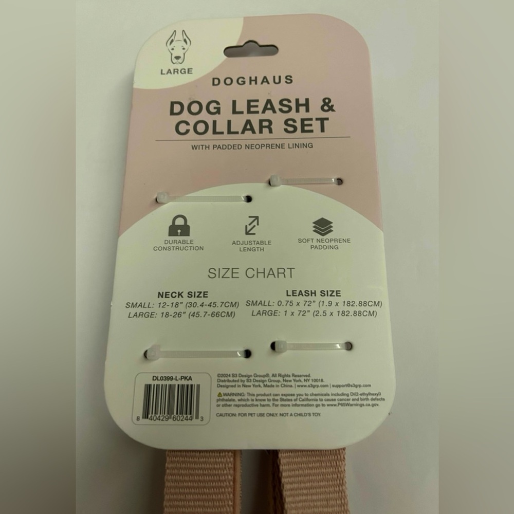 New Doghaus Leash and Collar Set 2 Pack Size Large with Padded Neoprene Lining - Picture 5 of 16